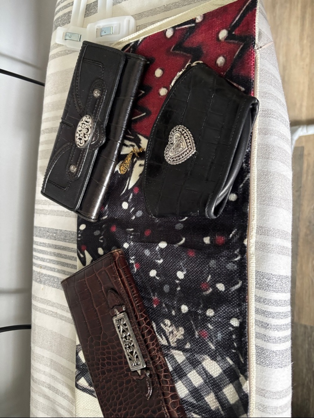 Brighton Black and Brown Croc-Effect Wallets Set with Silver Accents